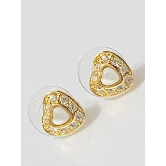 Vintage Signed Roman Rhinestone Heart Earrings - Picture 9 of 9